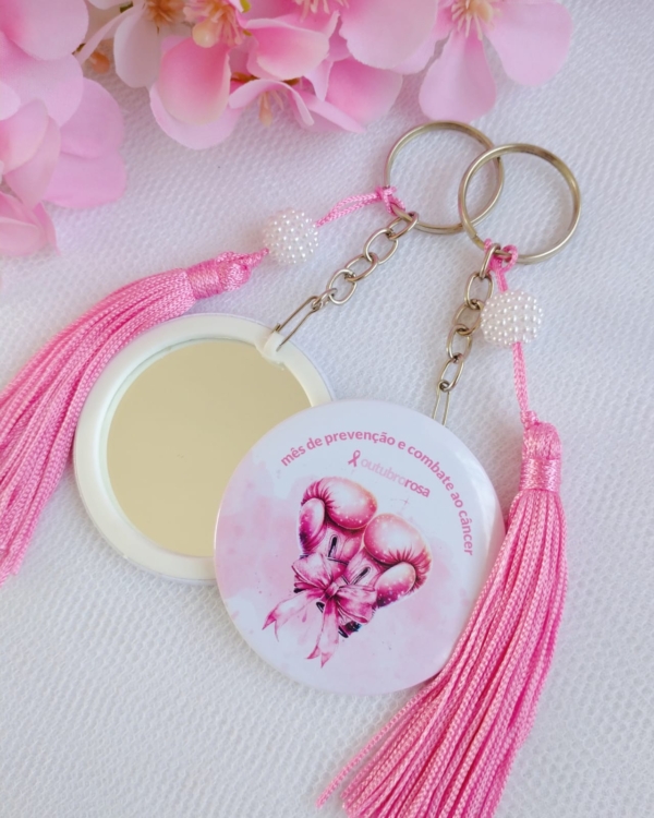CHAVEIRO ESPELHO LUXO | OUTUBRO ROSA