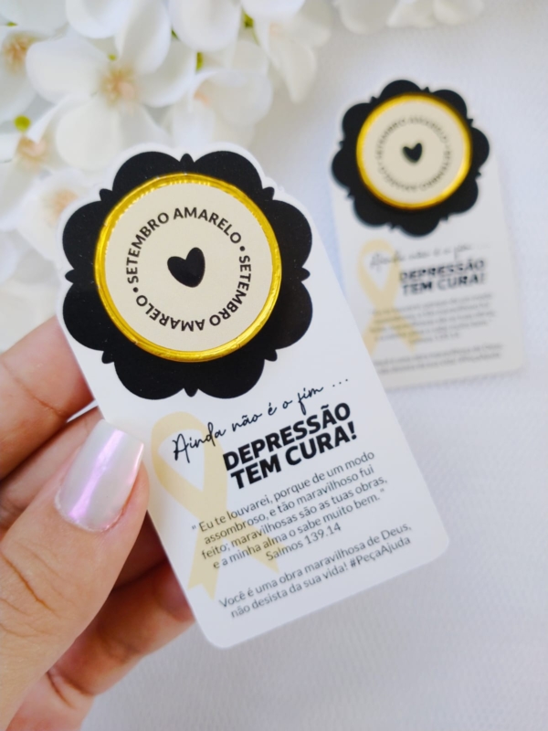 CARTÃO COM MOEDA DE CHOCOLATE | SETEMBRO AMARELO
