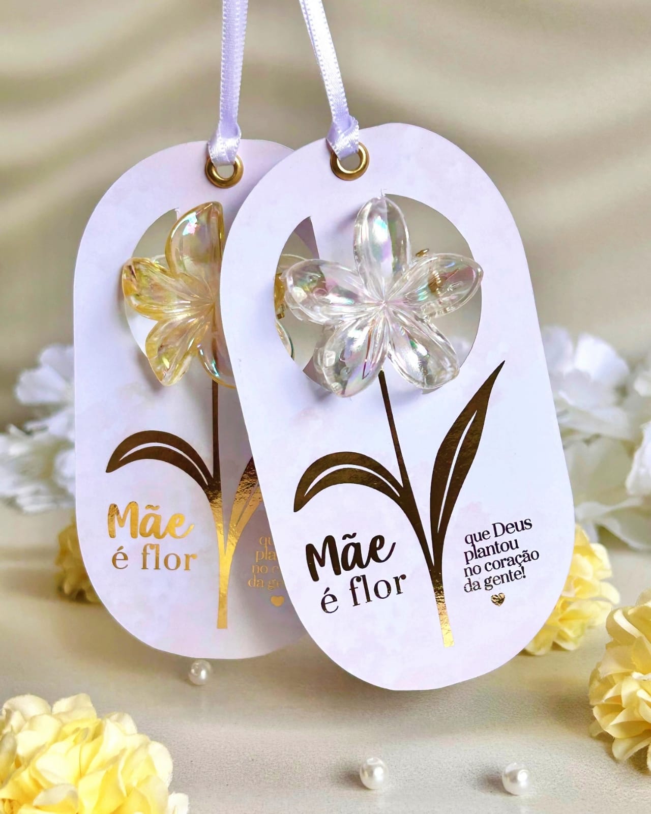 CARTÃO PRESENTE + PRESILHA FLOR CORES SORTIDAS | DIA DAS MÃES